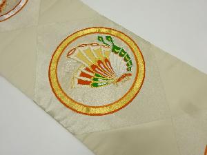 リサイクル　丸紋に蝶模様刺繍袋帯